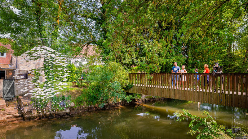 The canal of Beaulieu-lès-Loches, near the pedestrian streets. France