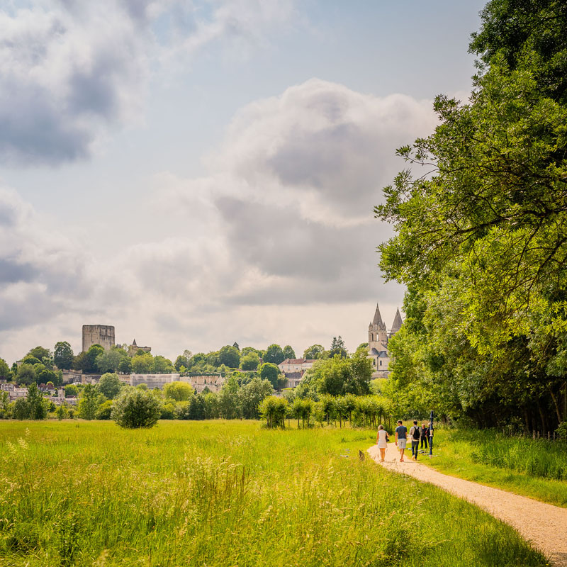 Les prairies du Roy (The king meadows), and the castle of Loches. Holiday in Region Centre Val de Loire, France.