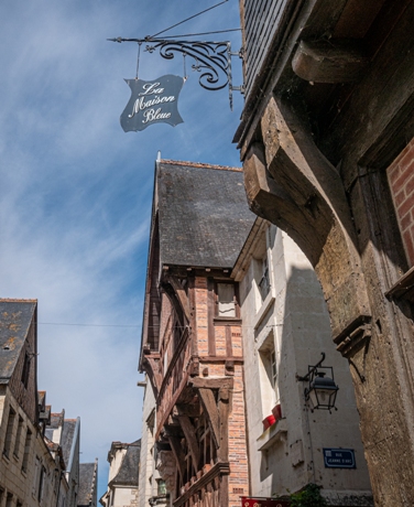 Corbelled and timber-framed house in Chinon. Loire Valley, France.