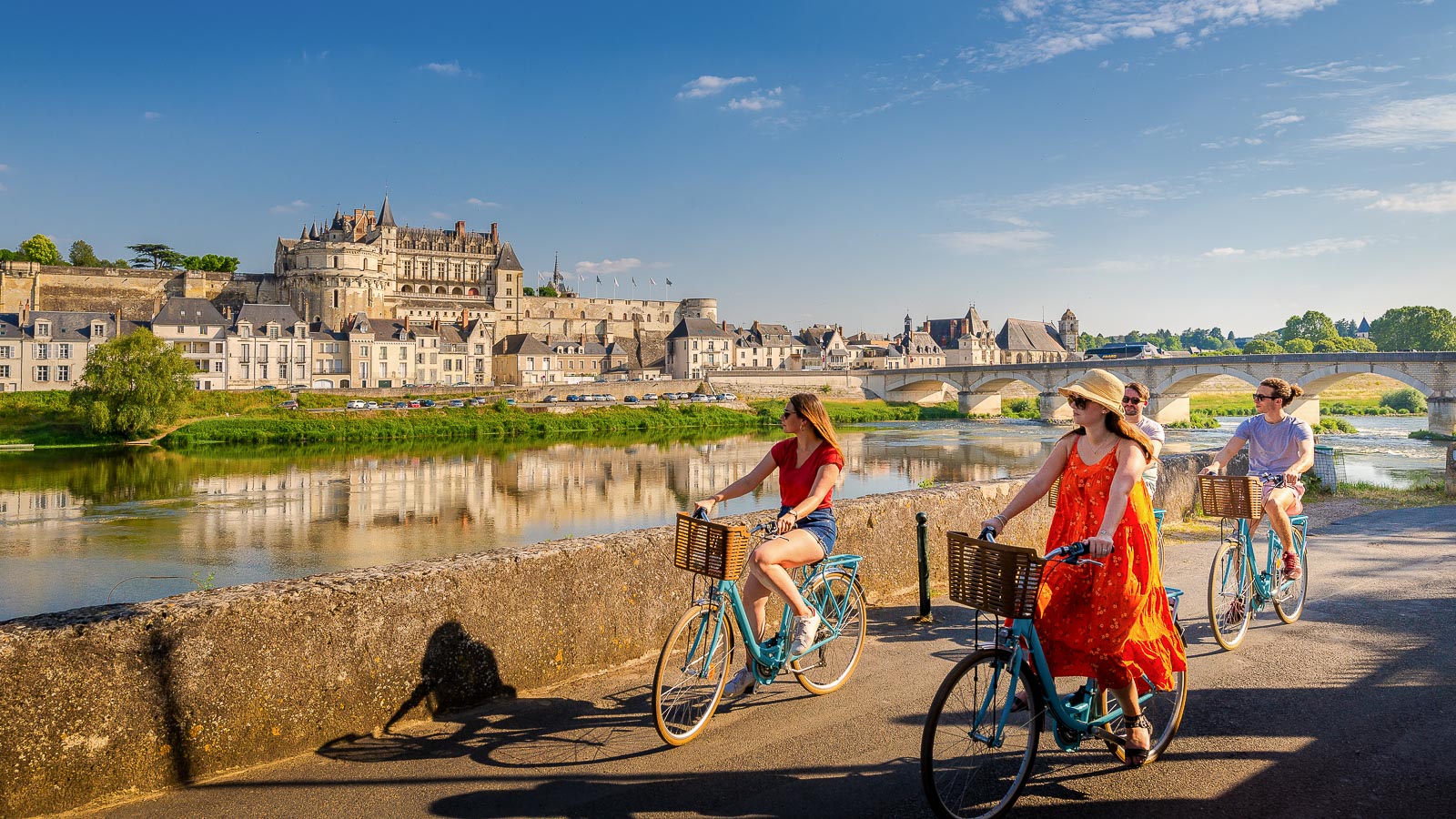 Cycling the Loire by bike trail, in Amboise - Loire Valley, France.