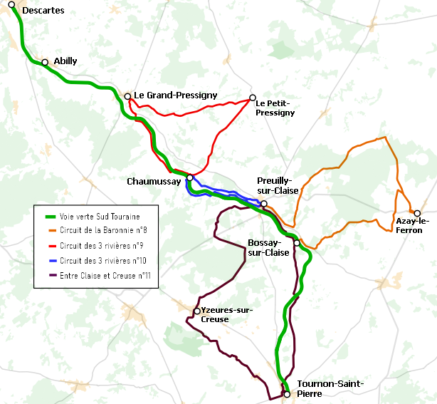 Map of the south Touraine greenway - France