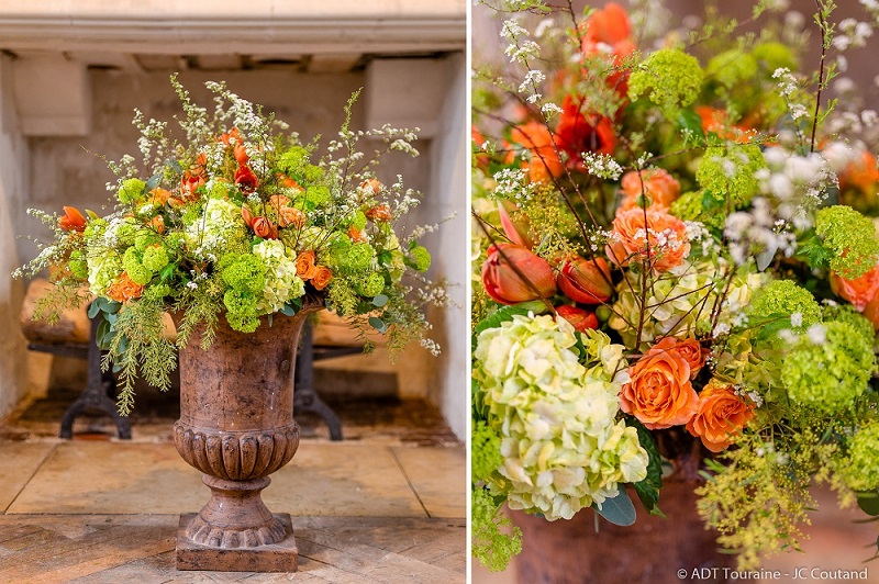 Floral composition - Bouquets of flowers in Chenonceau, France.