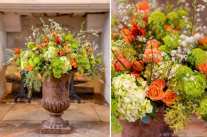 Floral composition - Bouquets of flowers in Chenonceau, France.