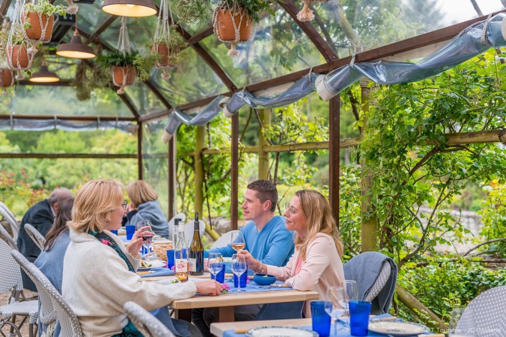 The secret garden, gastronomic restaurant in the Rivau Castle. France.