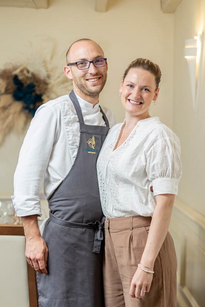 Simon Desiles and Eleanor Thomas. L'Aigle d'Or restaurant, Azay-le-Rideau.