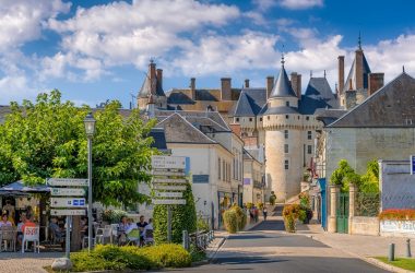 The little town of Langeais. Art and clay cycling loop. Loire Valley, France.