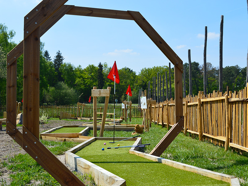 Bird miniature golf course – Lac de Rillé, Loire Valley, France. Birds refuge of the Bird Protection league.